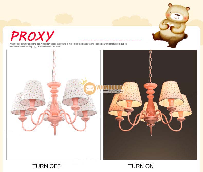 Đèn chùm trẻ em màu hồng ngọt ngào UHS126-7